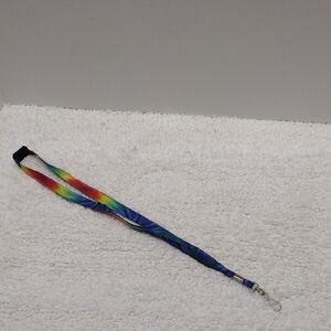 Rainbow Colored Lanyard Key Holder with Plastic Clip Closure